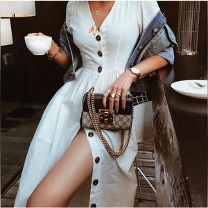 ZARA LINEN BUTTON-FRONT MIDI DRESS